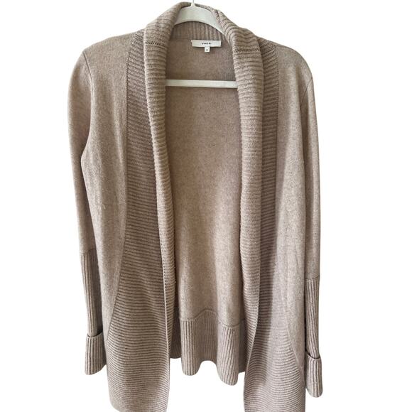 Vince Sweaters - Vince Women's Tan Open Front Cardigan Cashmere Wool Size XS Cabincore Office